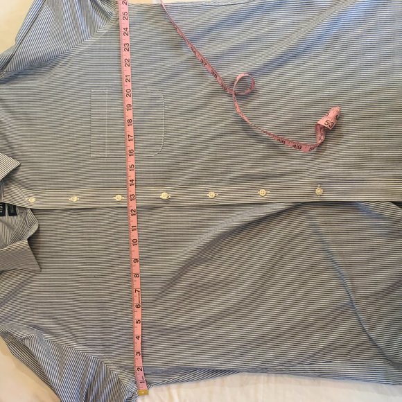 Stafford Mens Button Down Dress Shirt Long Sleeve Blue/White Stripped Si… - Picture 7 of 9